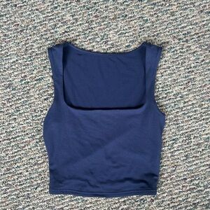 Navy Square-Neck Crop Tank Top - Women